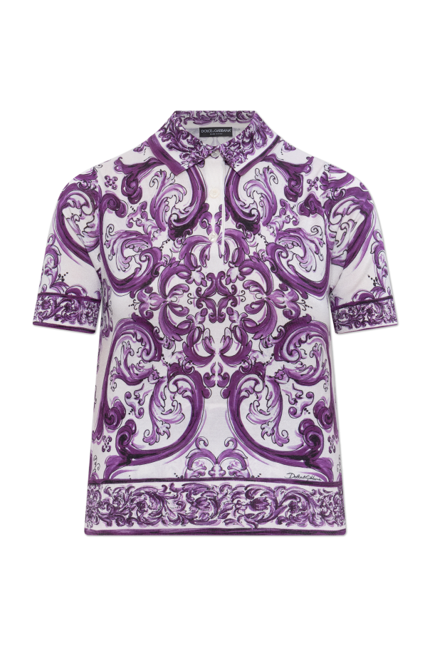 Silk polo shirt with "Majolica" print od Dolce & Gabbana
