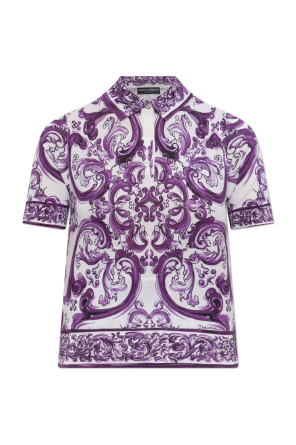 Seiden-Poloshirt mit Print 