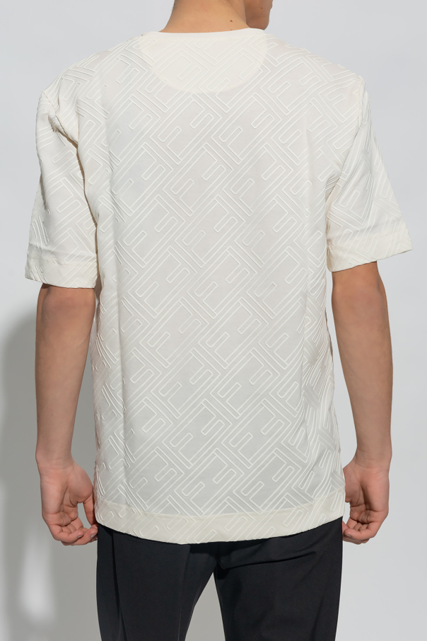 Louis Vuitton Cream Silk/Cotton Monogram Towelling S/S T-shirt sz