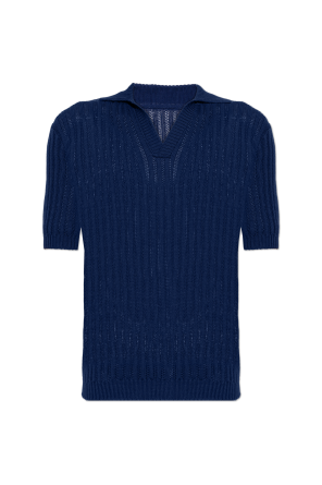 Polo with decorative knit