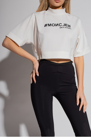 Moncler Grenoble V-neck cotton T-shirt Weiß