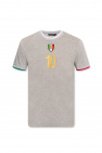 dolce colour-block & Gabbana Pre-Owned polka-dot fringed poncho top Logo T-shirt