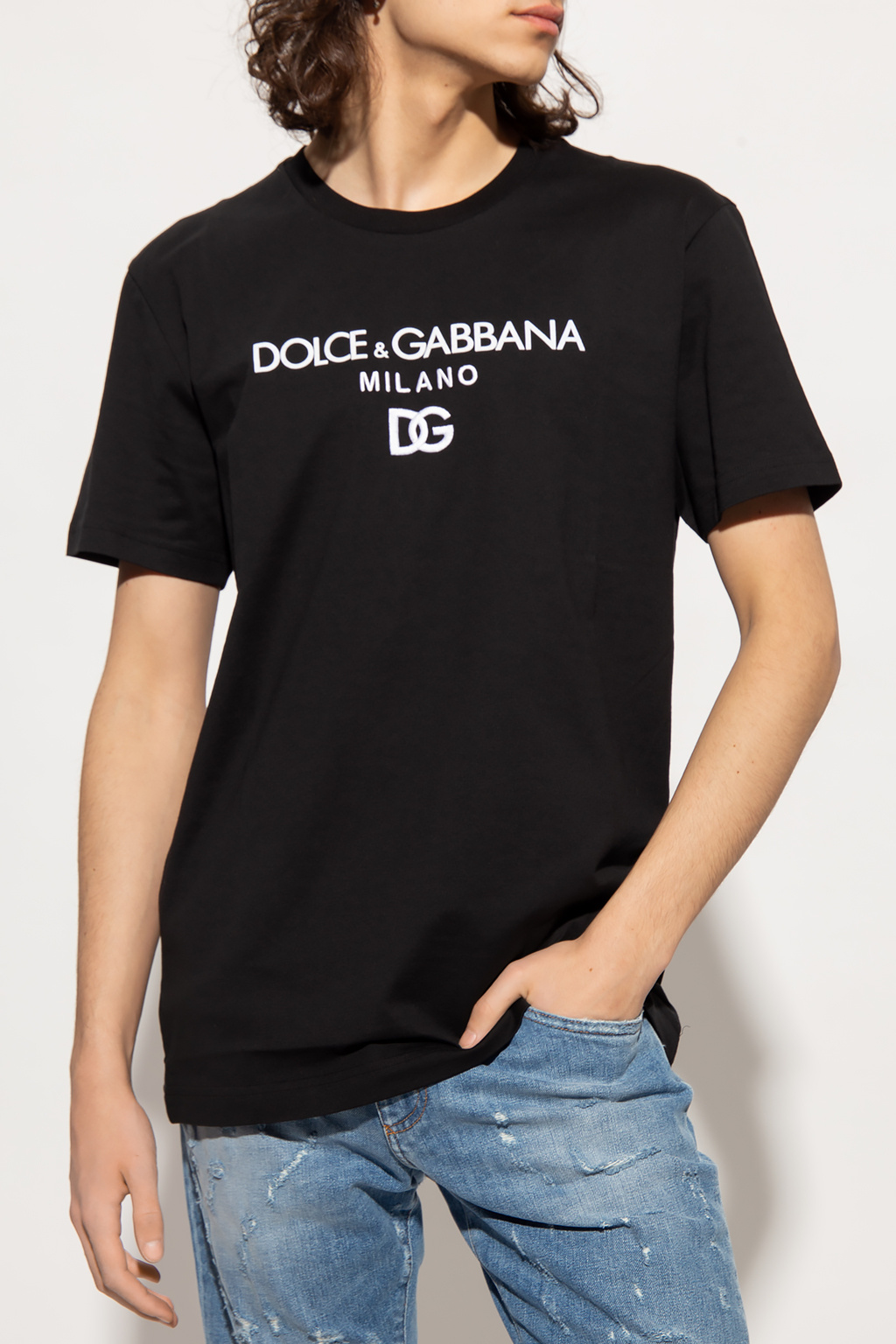 dolce gabbana kids flat sandals with bow item T-shirt with logo