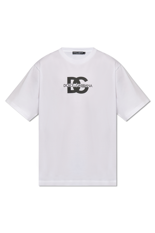 Dolce & Gabbana patchwork plaid longline shirt Grey T-shirt with logo