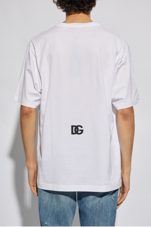 Dolce & Gabbana patchwork plaid longline shirt Grey T-shirt with logo