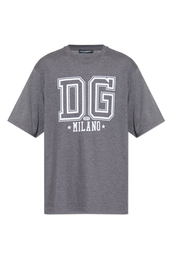T-shirt with a logo and velvet finish od Dolce & Gabbana
