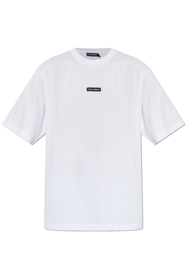 Cotton T-shirt with Sewn Logo od Dolce & Gabbana