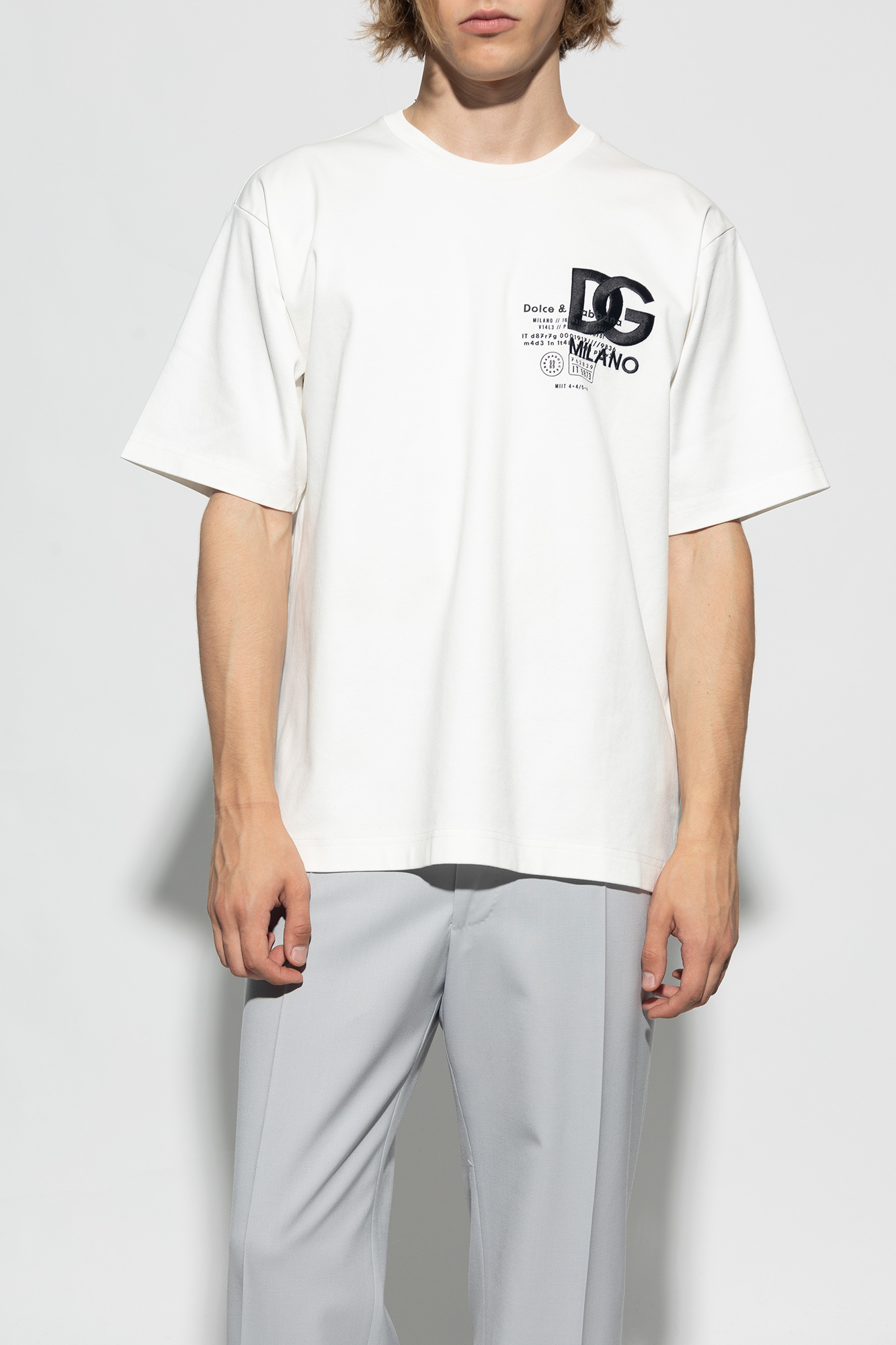 Dolce & Gabbana Calf Low Sneakers T-shirt with logo