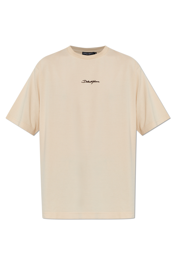 Cotton T-shirt with Embroidered Logo od Dolce & Gabbana