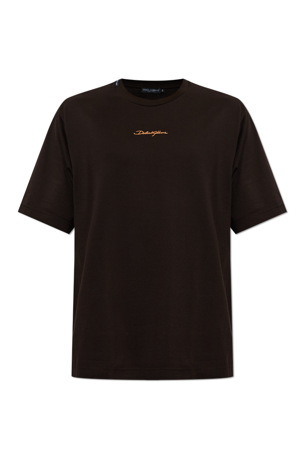 Cotton T-shirt with Embroidered Logo od Dolce & Gabbana