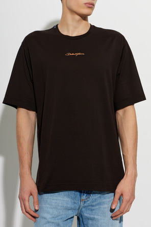 Dolce & Gabbana Brown Cotton T-shirt with Embroidered Logo