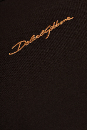 Dolce & Gabbana Brown Cotton T-shirt with Embroidered Logo