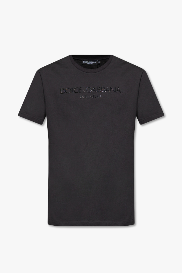 Dolce & Gabbana cross-strap leather sandals T-shirt with logo