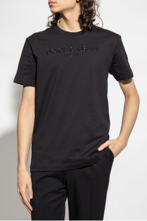 Dolce & Gabbana cross-strap leather sandals T-shirt with logo
