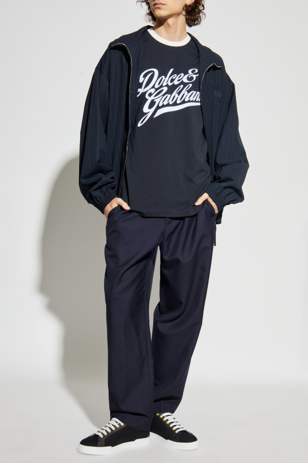 Dolce & Gabbana T-shirt with a logo and a velvet finish