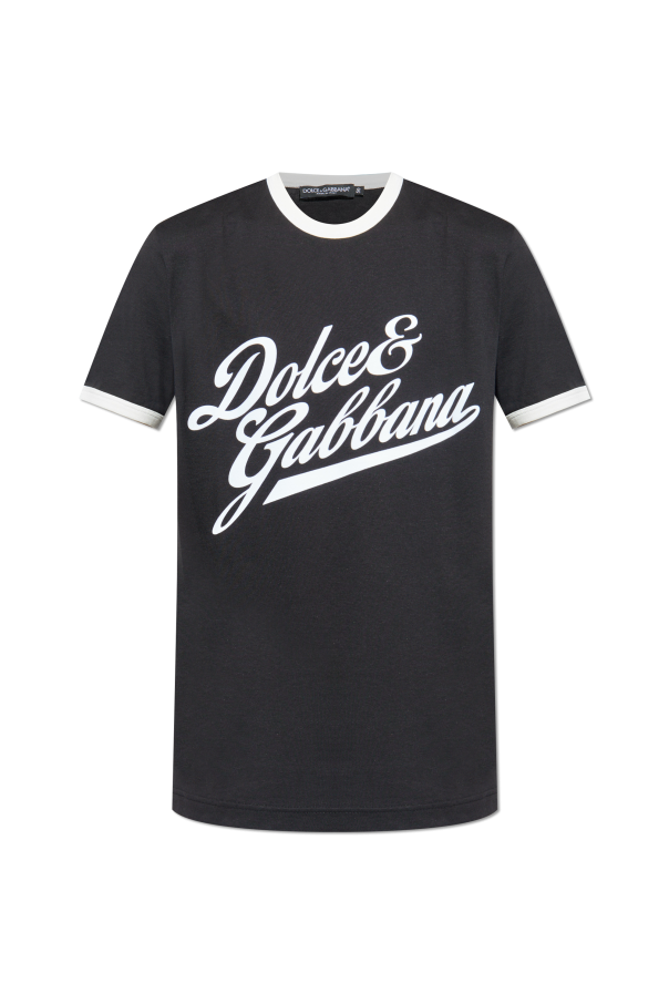 T-shirt with a logo and velvet finish od Dolce & Gabbana