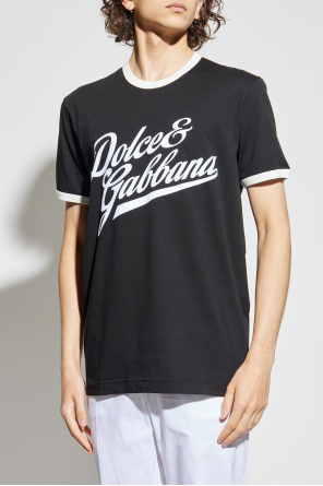 Dolce & Gabbana T-Shirt mit Logo und Samt-Finish