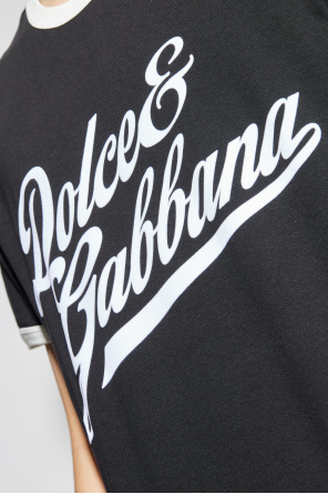 Dolce & Gabbana T-Shirt mit Logo und Samt-Finish