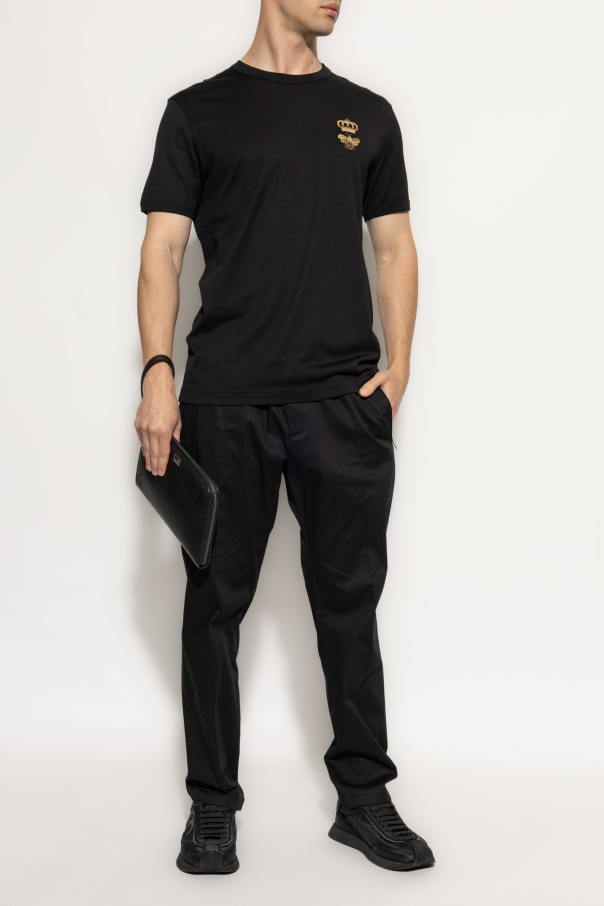 Dolce & Gabbana T-shirt with a logo embroidered with lurex thread