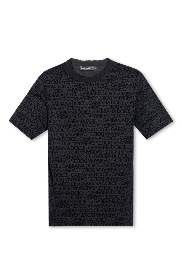 DOLCE & GABBANA HOUNDSTOOTH COAT T-shirt with logo