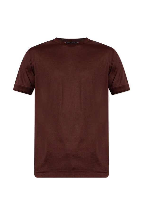 Silk T-shirt with logo patch od Dolce & Gabbana