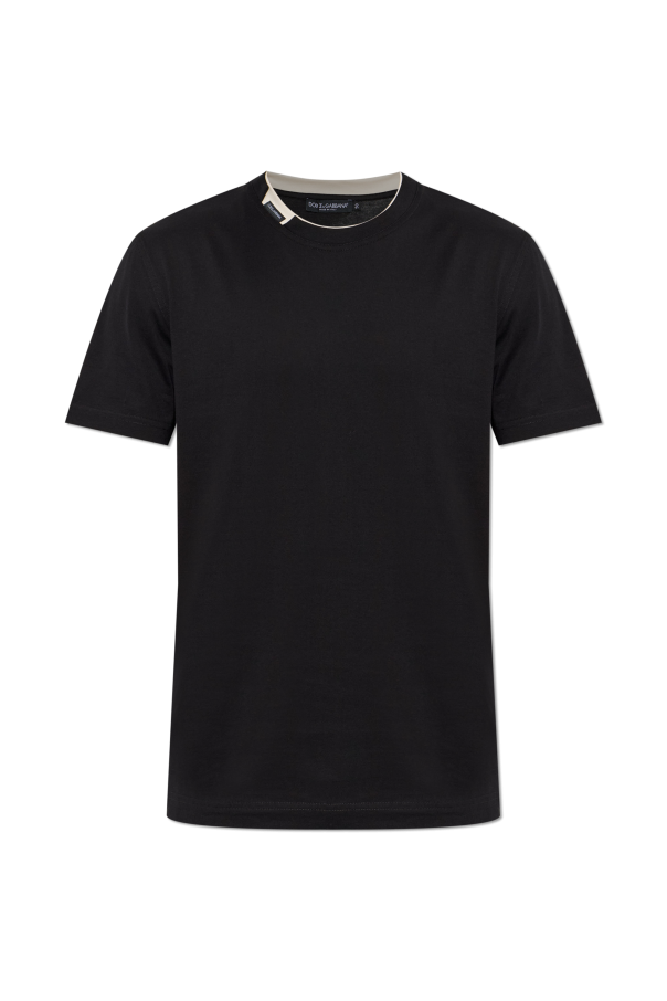 T-shirt with a logo patch at the neckline od Dolce & Gabbana