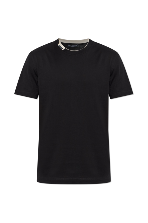 T-shirt with a logo patch at the neckline