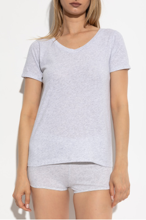 American Vintage T-shirt z dekoltem w serek