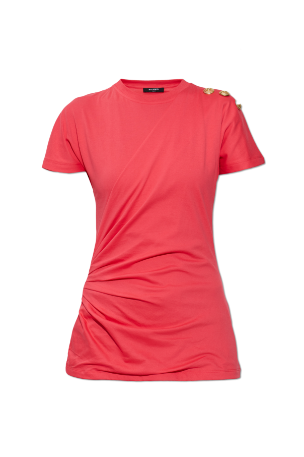 T-shirt with decorative draping od Balmain