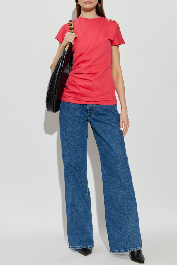 Balmain T-Shirt mit dekorativer Drapierung