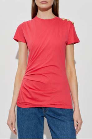 Balmain T-Shirt mit dekorativer Drapierung