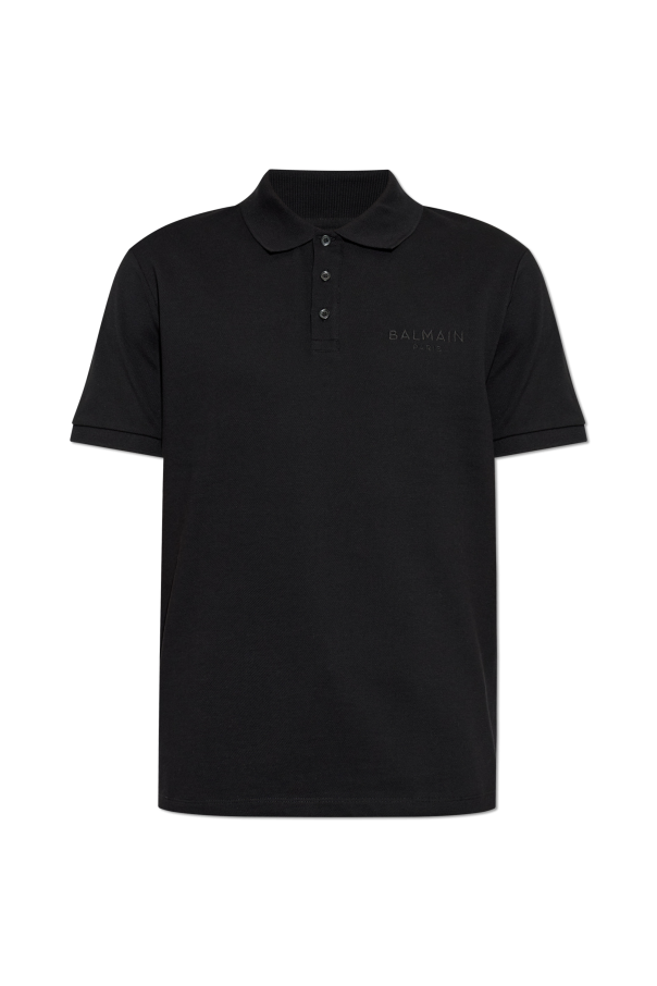 Cotton polo shirt with embroidered logo od Balmain