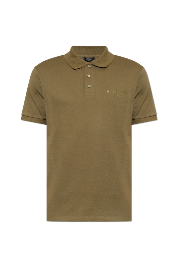 Cotton polo shirt with embroidered logo od Balmain