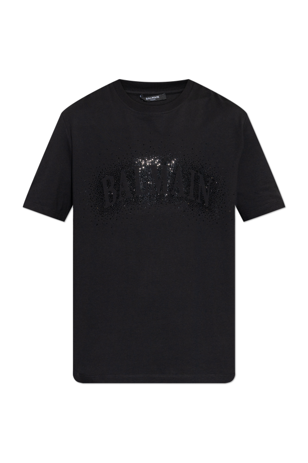 T-shirt with shimmering appliqués od Balmain