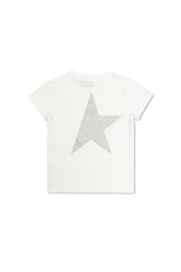 Golden Goose Kids T-shirt with logo finished with shimmering glitter