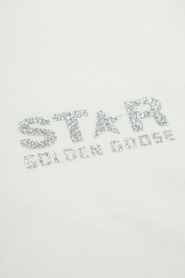 Golden Goose Kids T-shirt with logo finished with shimmering glitter