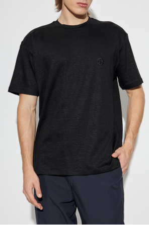 Giorgio Armani Linen t-shirt with embroidered logo