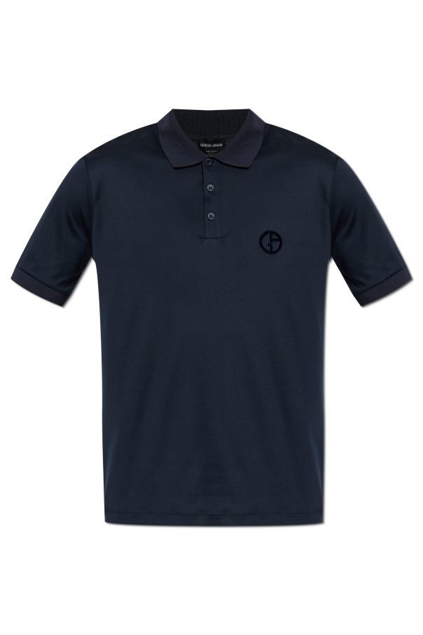 Polo shirt with a logo and velvet finish od Giorgio Armani