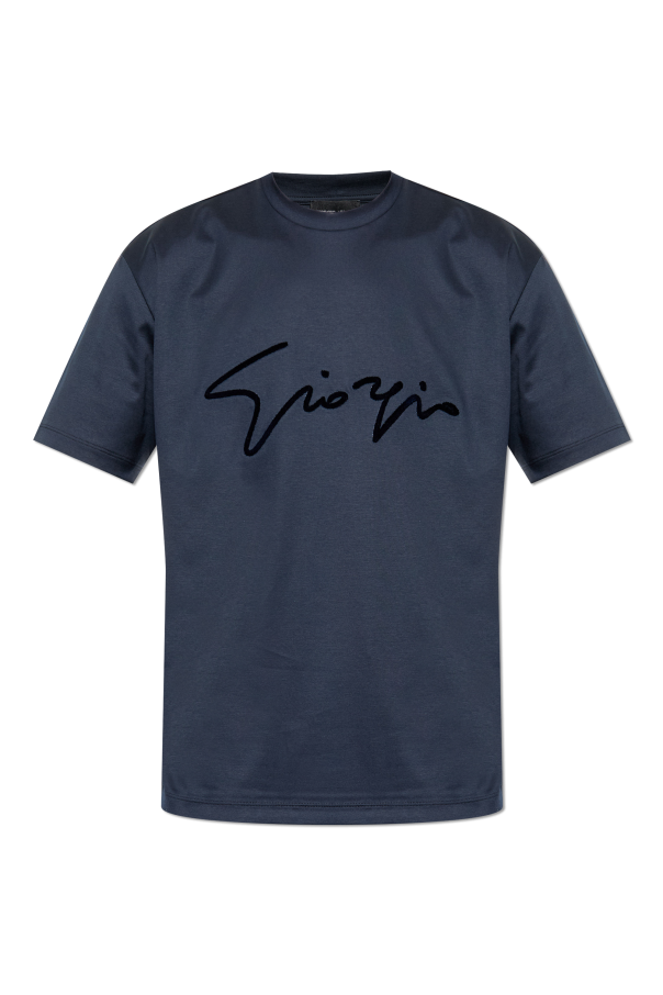 T-shirt with a logo and a velvet finish od Giorgio Armani