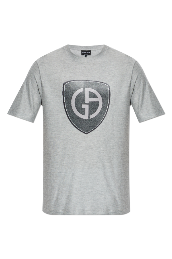 T-shirt with a logo and a velvet finish od Giorgio Armani