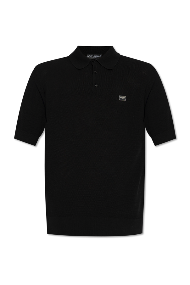Polo with applique featuring engraved logo, zdjęcie 1 Polo with applique featuring engraved logo od Dolce & Gabbana