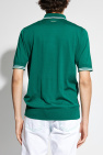 Dolce & Gabbana GREEN Silk polo with logo appliqué