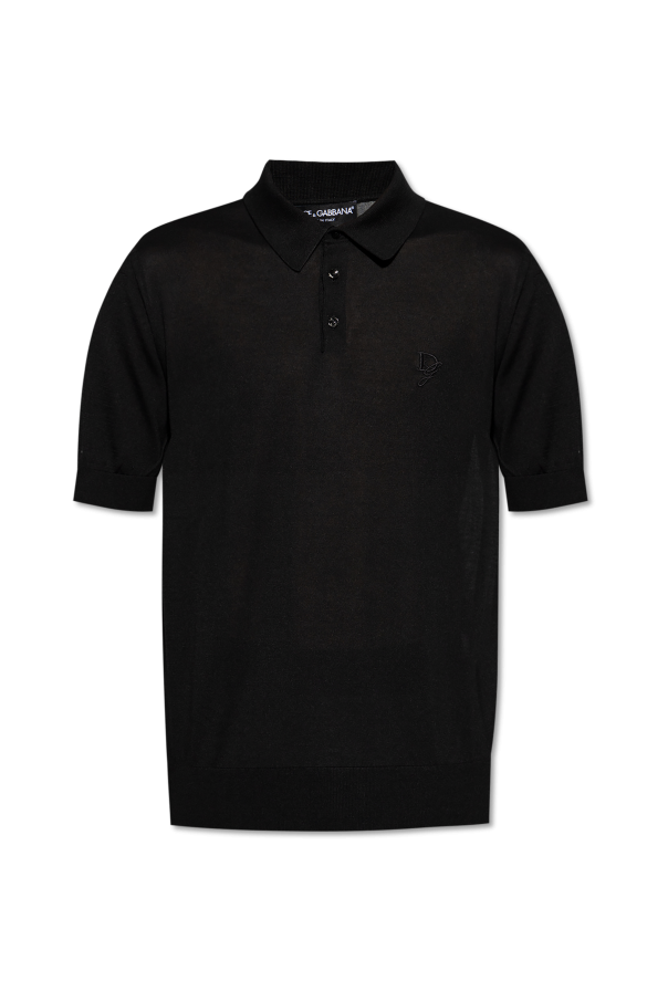 Silk polo with embroidered logo, zdjęcie 1 Silk polo with embroidered logo od Dolce & Gabbana