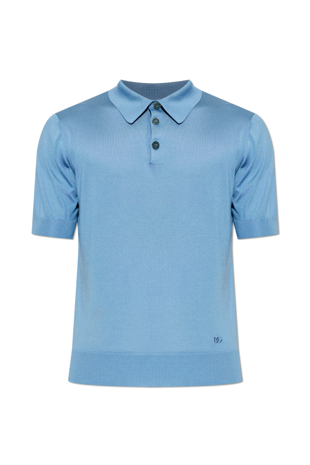 Silk polo shirt with embroidered logo od Dolce & Gabbana