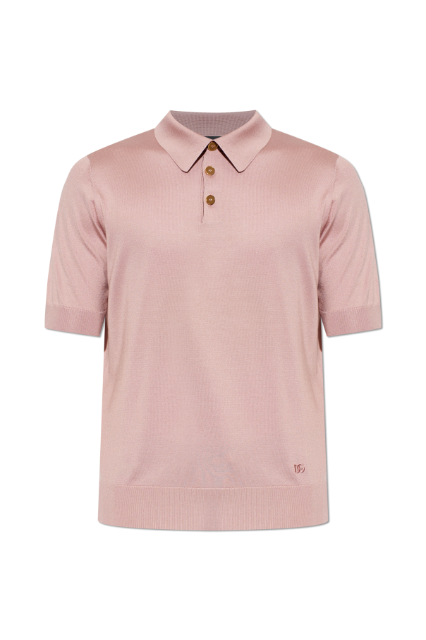 Silk polo shirt with embroidered logo od Dolce & Gabbana