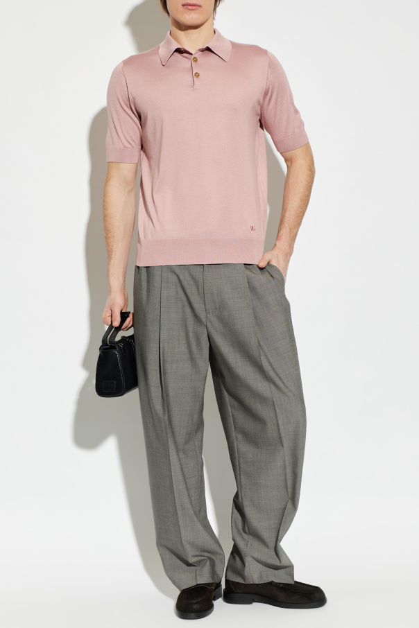 Dolce & Gabbana Silk polo shirt with embroidered logo