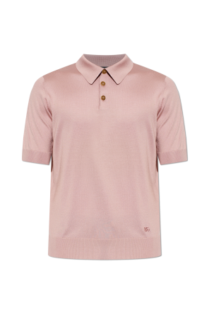 Silk polo shirt with embroidered logo
