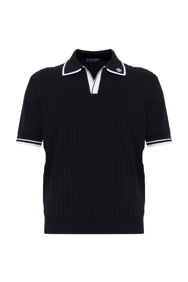 Polo with embroidered logo on the collar od Dolce & Gabbana