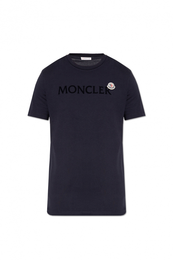 Moncler pinstripe button-up shirt Vintage-logo Blu