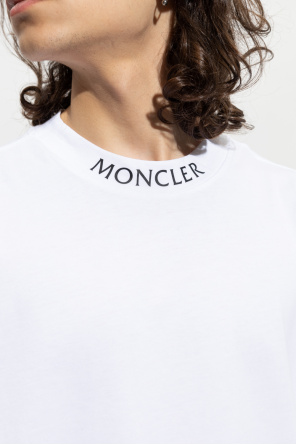Moncler Pure Cotton Jersey Floral Collared Shirt